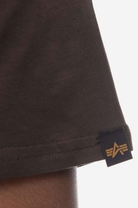 Alpha Industries tricou din bumbac Basic culoarea maro, cu imprimeu 100501.413-brown