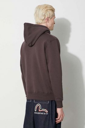 Alpha Industries bluză Alpha Label Hoody bărbați, culoarea maro, cu glugă, cu imprimeu 118331.696