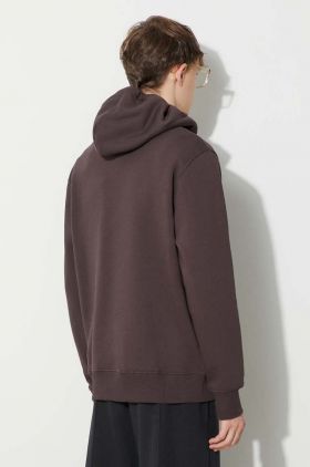 Alpha Industries bluză Basic Hoody Small Logo bărbați, culoarea maro, cu glugă, cu imprimeu 196318.696