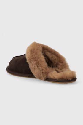 UGG papuci din piele întoarsă W SCUFFETTE II culoarea maro, 1106872 BCDR