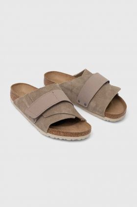 Birkenstock papuci din piele bărbați, culoarea bej 1015572