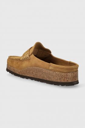 Birkenstock papuci din piele bărbați, culoarea maro