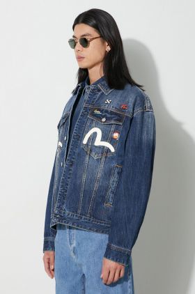 Evisu geacă din denim Inari Mask Printed bărbați, de tranziție, 2EAHTM3DJ1001LFCT