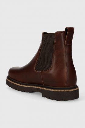 Birkenstock cizme de piele femei, culoarea maro, cu toc plat 1025782
