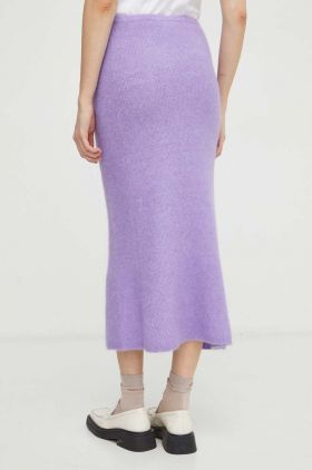 American Vintage fusta de lana culoarea violet, midi, drept