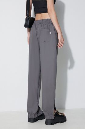 Rains pantaloni culoarea gri, high waist