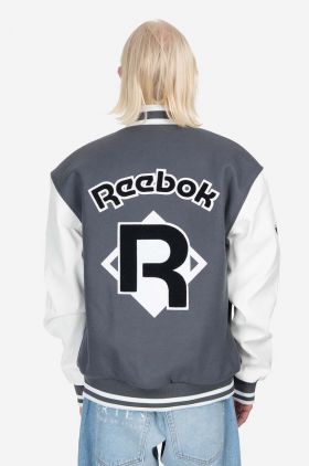 Reebok Classic jachetă bomber din amestec de lână Res V Jacket culoarea gri HS7142-grey