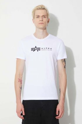 Alpha Industries tricou din bumbac Alpha Label T 2 Pack bărbați, culoarea alb, cu imprimeu 118534.95