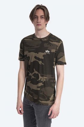 Alpha Industries tricou din bumbac Backprint T Camo culoarea verde, cu model 128507C.239-green