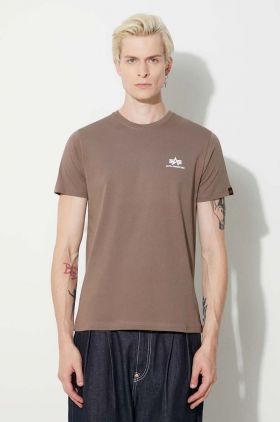 Alpha Industries tricou din bumbac Basic T Small Logo bărbați, culoarea bej, uni 188505.183