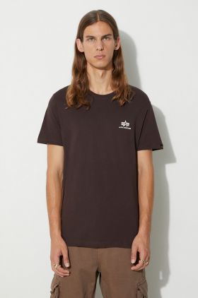 Alpha Industries tricou din bumbac Basic T Small Logo culoarea maro, uni 188505.696