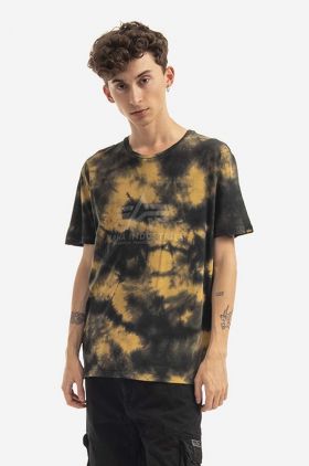 Alpha Industries tricou din bumbac Basic Tee Batik culoarea galben, cu model 116517.20-yellow