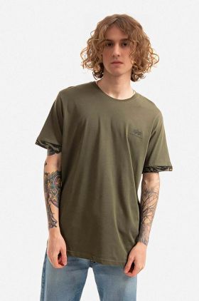 Alpha Industries tricou din bumbac culoarea verde, uni 106509.634-green