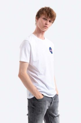 Alpha Industries tricou din bumbac Space Shuttle T culoarea alb, cu imprimeu 176507.09-white