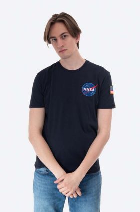 Alpha Industries tricou din bumbac Space Shuttle T culoarea bleumarin, cu imprimeu 176507.07-navy