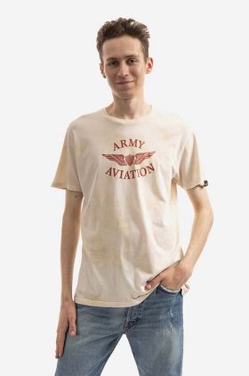 Alpha Industries tricou din bumbac Vintage Aviation culoarea portocaliu, cu imprimeu 106515.18-orange