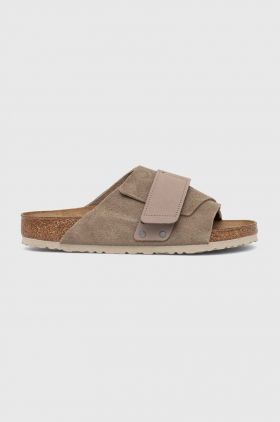 Birkenstock papuci din piele bărbați, culoarea bej 1015572