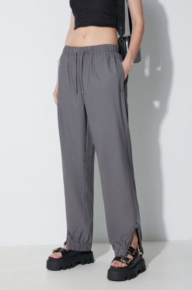 Rains pantaloni culoarea gri, high waist