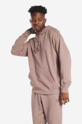 Reebok Classic hanorac de bumbac SV Hoodie bărbați, culoarea bej, cu glugă, uni HS7151-beige