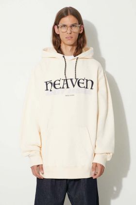 Wood Wood hanorac de bumbac Zeus heaven hoodie bărbați, culoarea bej, cu glugă, cu imprimeu 12335603.2493