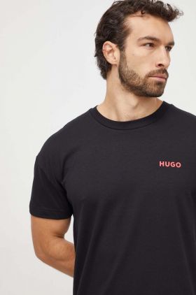 HUGO tricou lounge culoarea negru, cu imprimeu 50510472