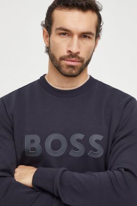 BOSS Green bluză bărbați, culoarea bleumarin, cu imprimeu 50506119