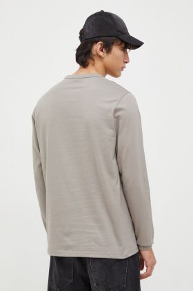 G-Star Raw longsleeve din bumbac culoarea gri, neted