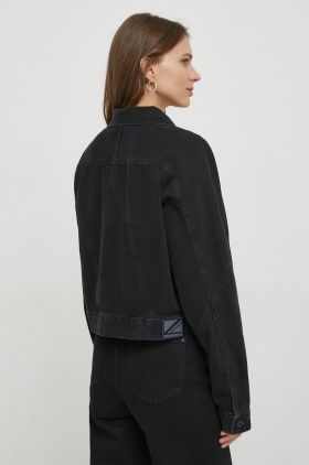 Pepe Jeans geaca jeans femei, culoarea negru, de tranzitie