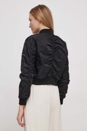 Pepe Jeans geaca bomber femei, culoarea negru, de tranzitie