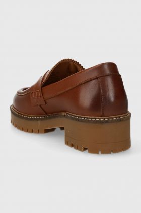 Barbour mocasini de piele Norma femei, culoarea maro, cu platforma, LFO0672TA51