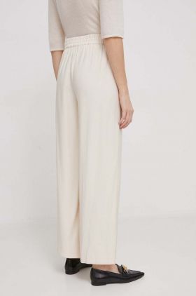 Dkny pantaloni femei, culoarea bej, lat, high waist