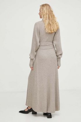 By Malene Birger rochie din lana culoarea bej, maxi, evazati