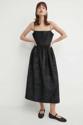 Stine Goya rochie din amestec de lână culoarea negru, midi, evazați SG5576