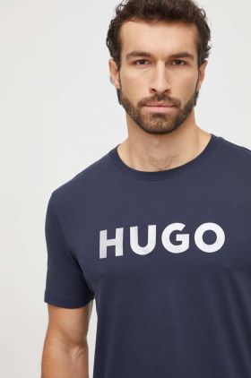 HUGO tricou din bumbac bărbați, culoarea bleumarin, cu imprimeu 50506996