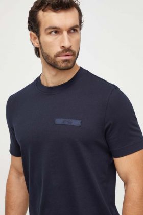 BOSS Orange tricou din bumbac bărbați, culoarea bleumarin, uni 50505238