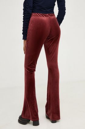 Answear Lab pantaloni femei, culoarea bordo, evazati, high waist