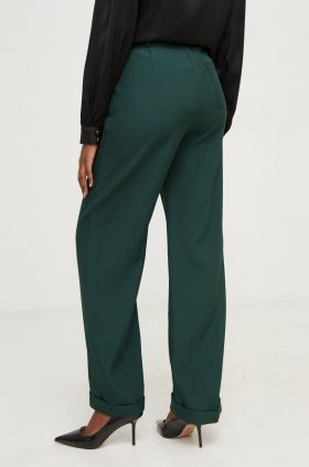 Answear Lab pantaloni femei, culoarea verde, drept, high waist