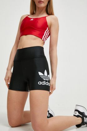 adidas Originals pantaloni scurți femei, culoarea negru, cu imprimeu, high waist IR5520