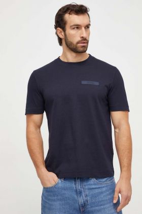 BOSS Orange tricou din bumbac bărbați, culoarea bleumarin, uni 50505238