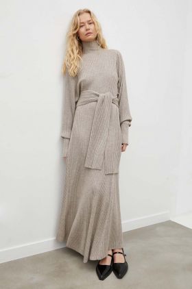 By Malene Birger rochie din lana culoarea bej, maxi, evazati