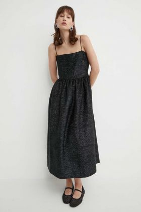 Stine Goya rochie din amestec de lână culoarea negru, midi, evazați SG5576