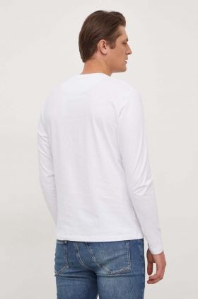 Pepe Jeans longsleeve din bumbac culoarea alb, neted