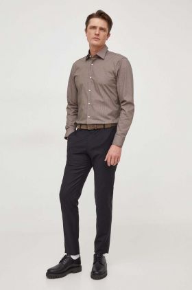 BOSS cămașă bărbați, culoarea bej, cu guler clasic, slim 50510204