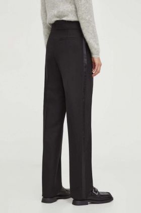 Day Birger et Mikkelsen pantaloni de lana culoarea negru, fason chinos, high waist