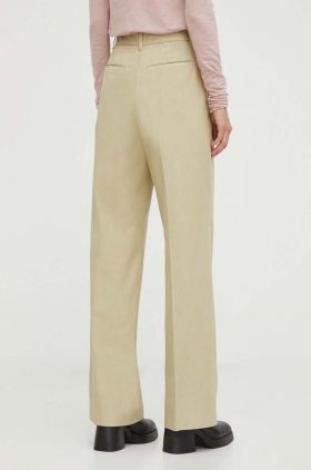 Day Birger et Mikkelsen pantaloni de bumbac culoarea verde, lat, high waist