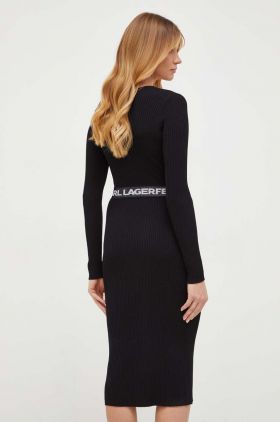 Karl Lagerfeld rochie culoarea negru, midi, mulata