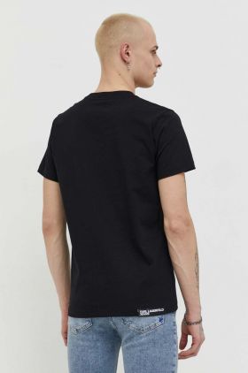 Karl Lagerfeld Jeans tricou din bumbac barbati, culoarea negru, cu imprimeu