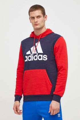 adidas bluză bărbați, culoarea roșu, cu glugă, cu imprimeu IL5656