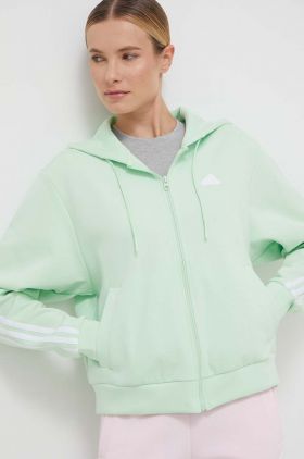 adidas bluză femei, culoarea verde, cu glugă, cu imprimeu   IS3680