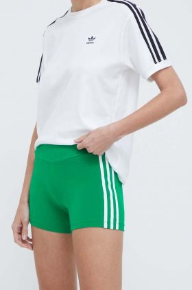 adidas Originals pantaloni scurți femei, culoarea verde, cu imprimeu, high waist